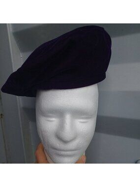 Handmade purple velvet beret one size